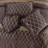 5 PCS VELVET TEXTURE VERSACE BEDSHEET SET-BROWN